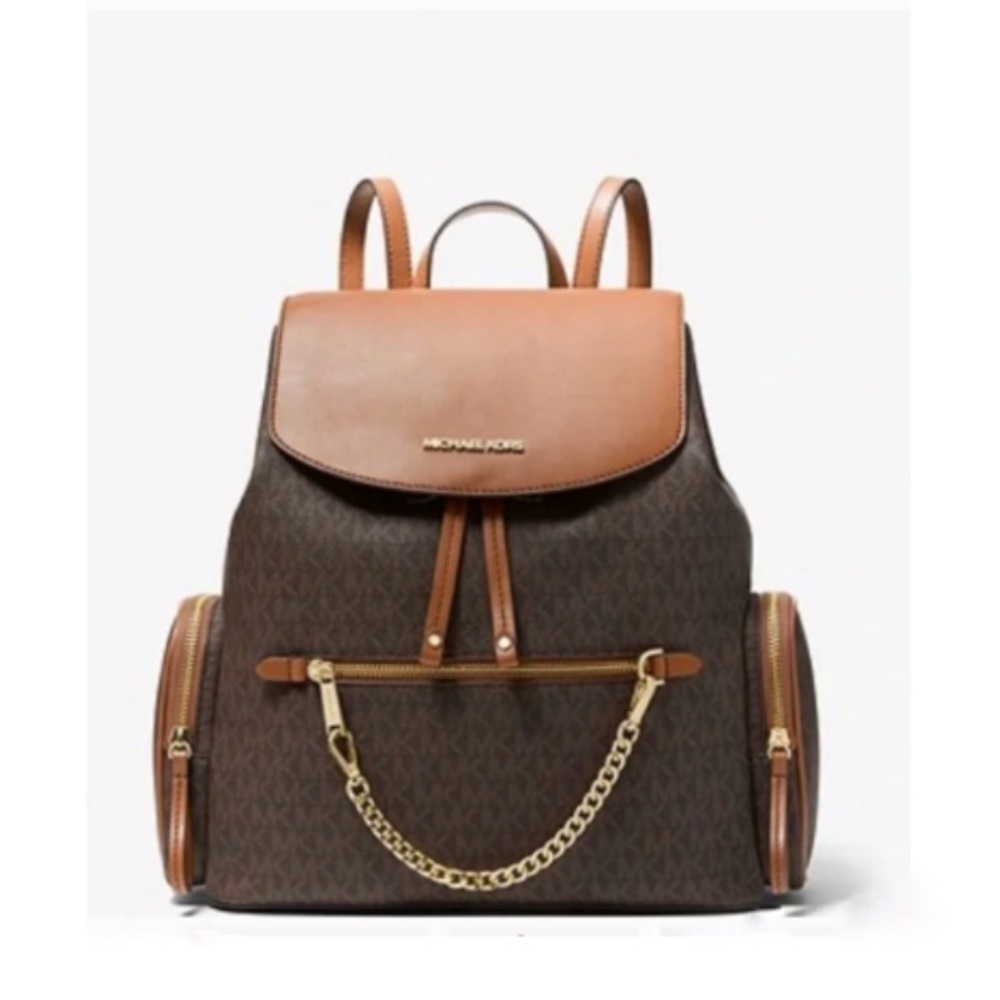 MICHAEL KORS Jet Set Large Logo Backpack cargo chain signature